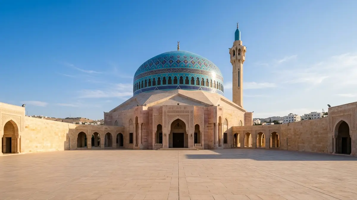 القبة الزرقاء لمسجد الملك عبدالله الأول في عمان