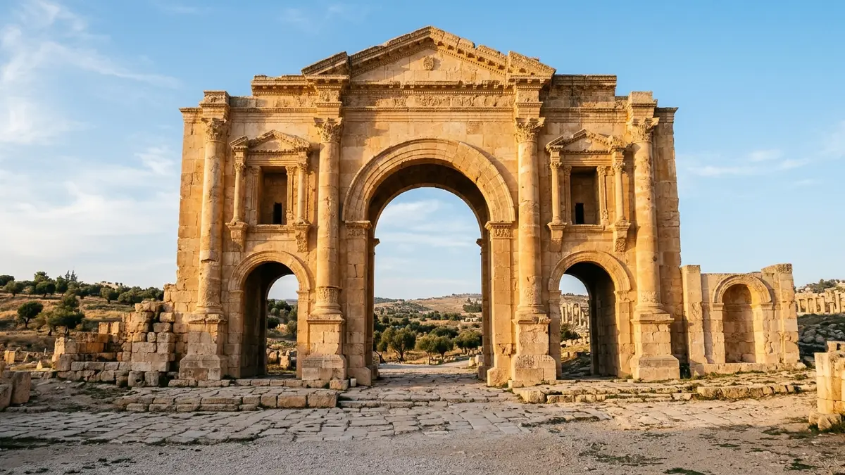 Hadrian’s Arch at the entrance to ancient Jerash