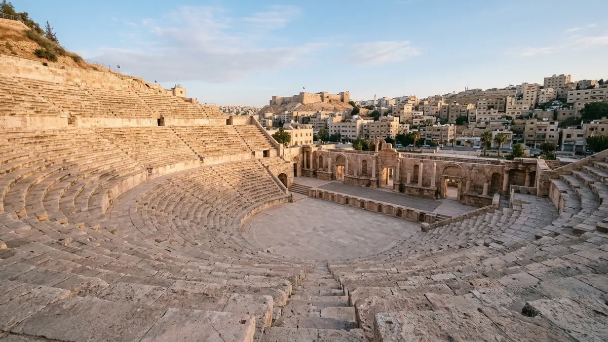 The Roman Theatre in downtown Amman in morning light